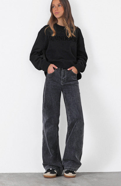 Pantalón Flor Bordada Grey