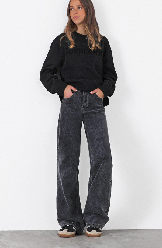 Pantalón Flor Bordada Grey