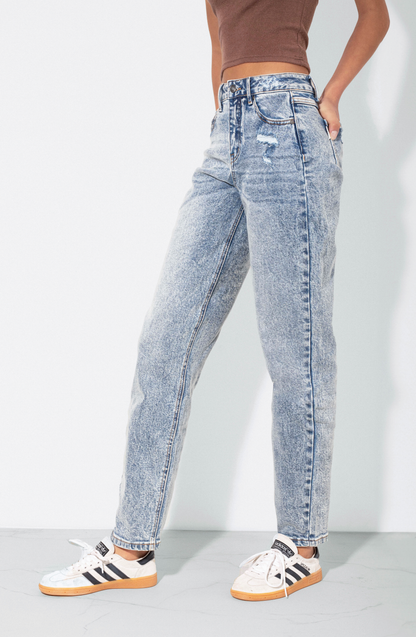 Pants Mom Washed Light Blue