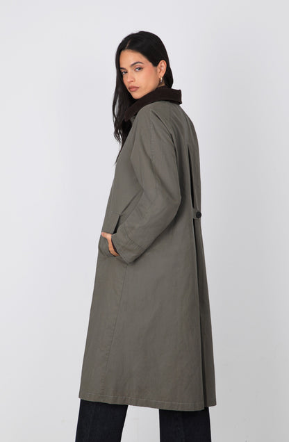 Chaqueta Encerada Larga Green