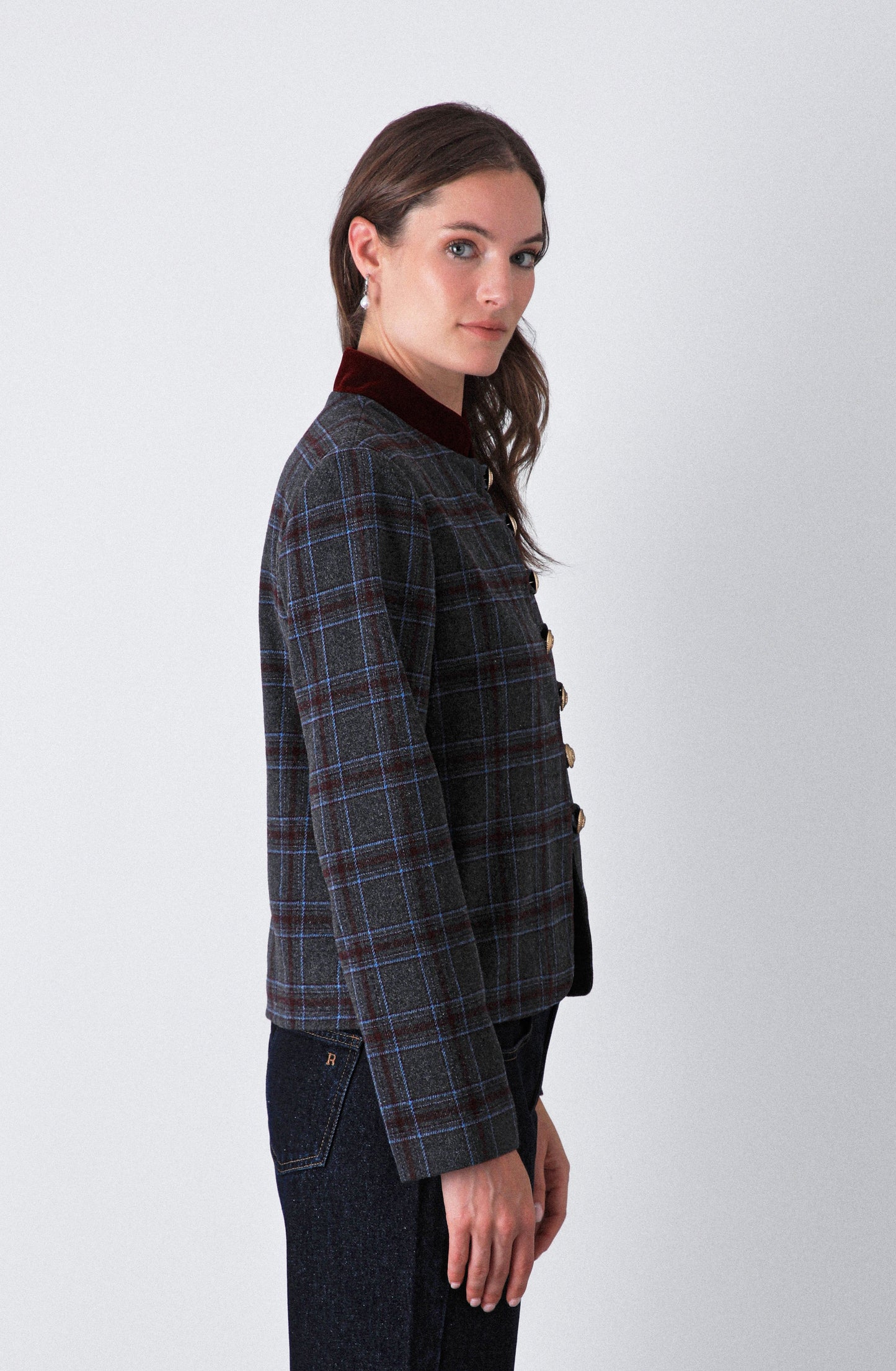 Chaqueta Estampada Botones Grey