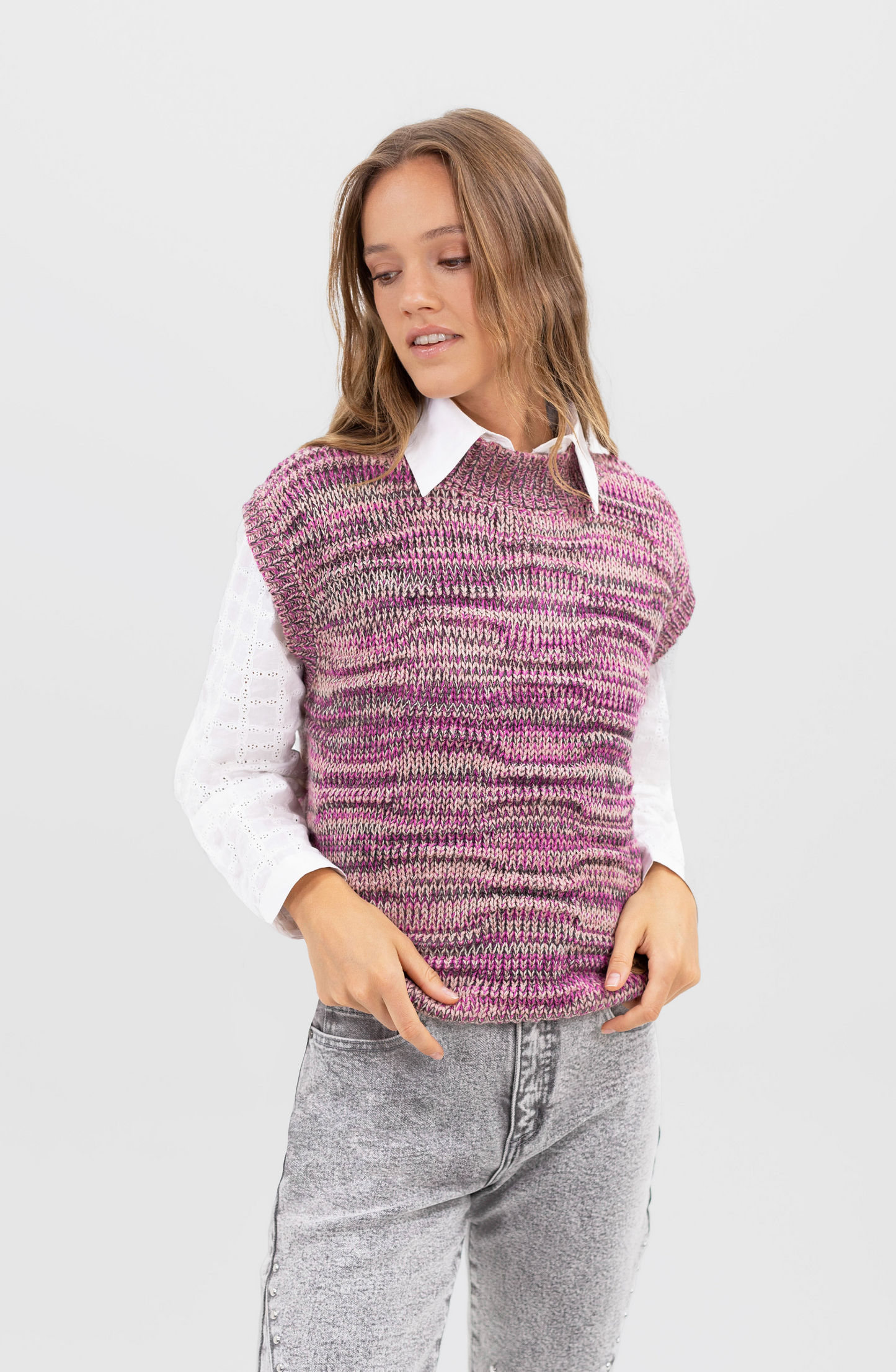 Vest Jaspeado Pink