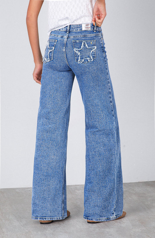 Pantalón Estrella Desflecado Blue