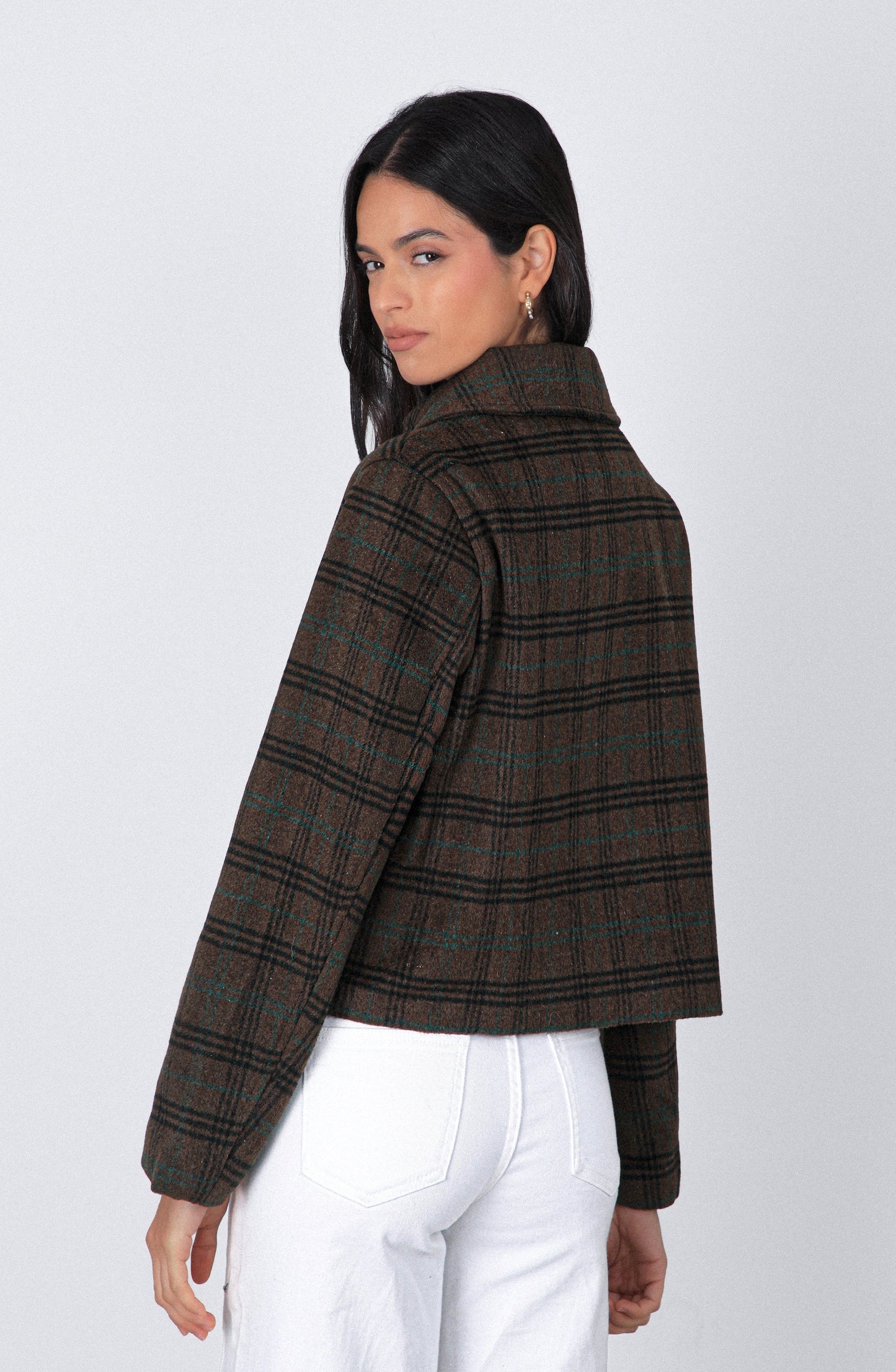 Chaqueta Tejida Cuadros Print