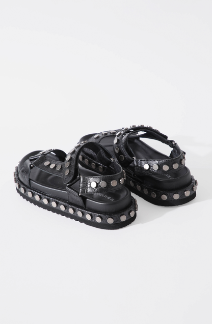 Sandalia Leather Tachas Black