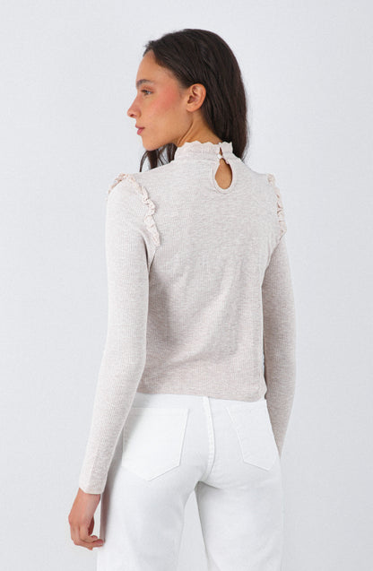 Polera Manga Larga Vuelos Beige